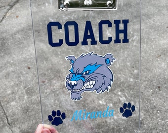 Coach Gift, Clipboard with Logo, Volleyball Coach Gift, Cross Country Gift, Cheer Coach Gift, Custom Clipboard, Swim Coach, Football Coach