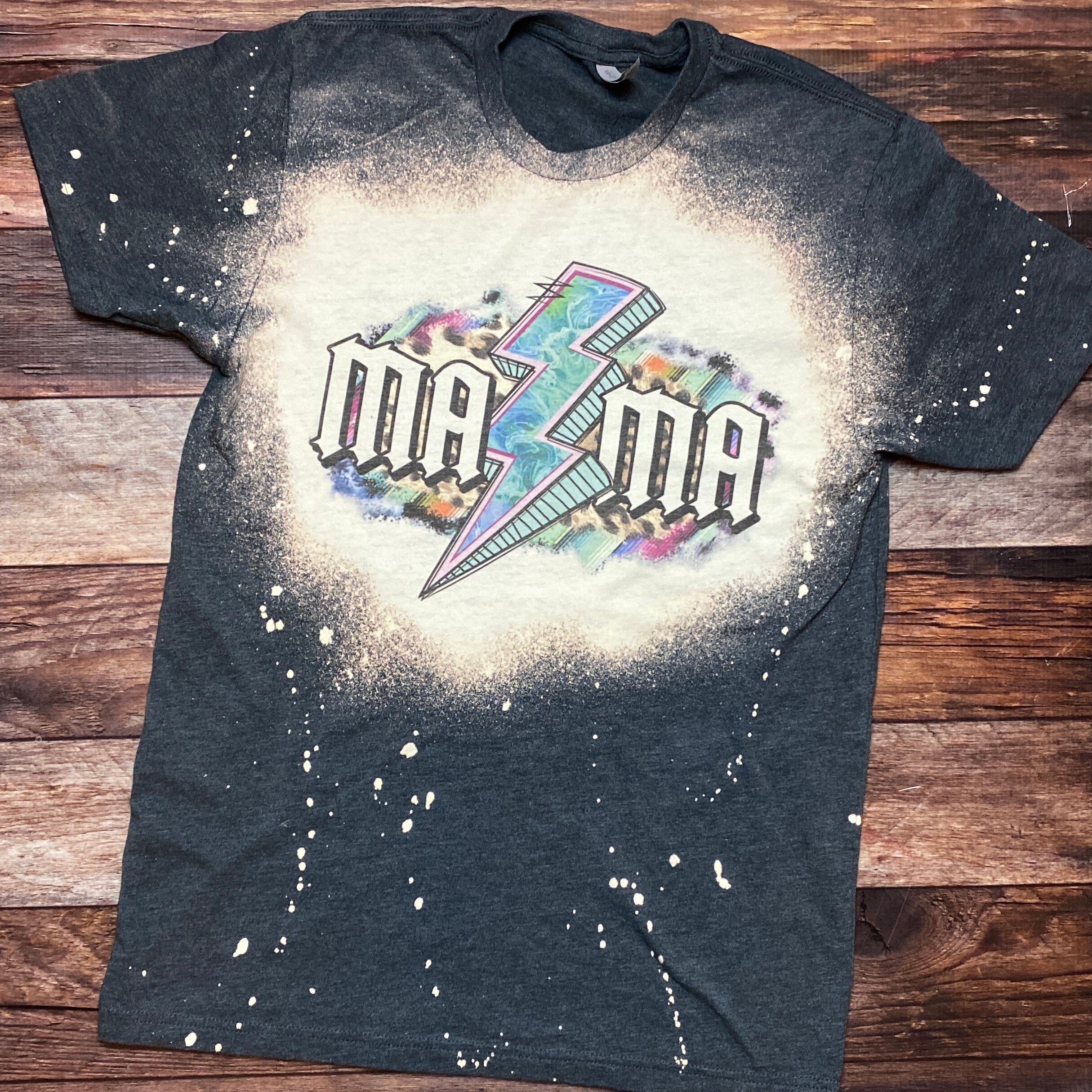 Mama Lightening Bolt Shirt, Mama Bleached Graphic Tshirt, Rocker Mom, Rock Music shirts for Women, Bleached Mama Band Shirt, Rock Inspired