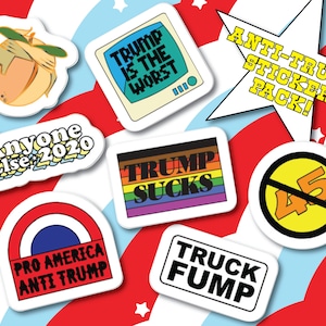 Anti Trump Sticker Pack B - 7 Anti Donald Trump Stickers for Decorating and Stationery - Gifts for Democrats funny Anti Trump  Election