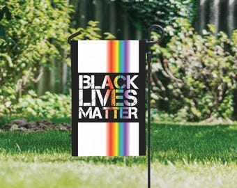 Bandera arcoíris para jardín de BLM: Black Lives Matter, Orgullo LGBT (30,5 x 45,7 cm)