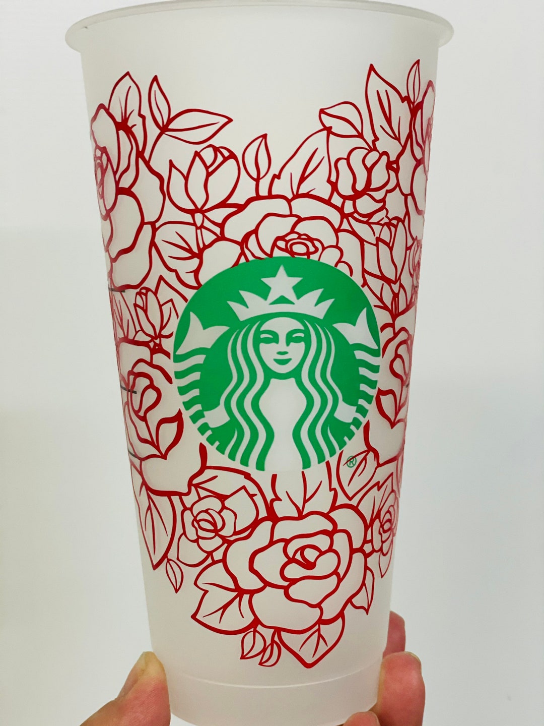 Personalized Valentines Rose Starbucks cold reusable cup Red Rose cup