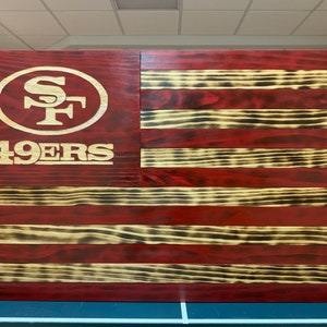 San Francisco 49ers Rustic Wooden Flag