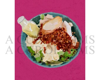 Pink Matine's Wayne PA Cafe Inspired Cafe Salad Digital Print – Brunch Themed Art