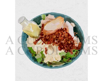 Matine's Wayne PA Cafe Inspired Cafe Salad Digital Print – Brunch Themed Art
