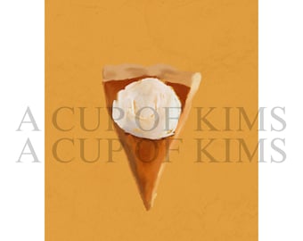 Cozy Fall Pumpkin Pie Slice Art Print (Digital Download) – Autumn Harvest Kitchen Decor