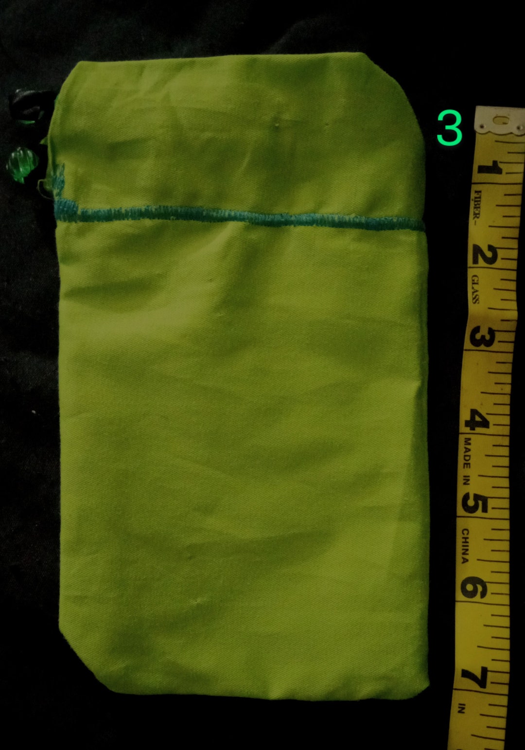 Plain Lime Green Tarot Bag W/black Satin Ribbon & Beads - Etsy