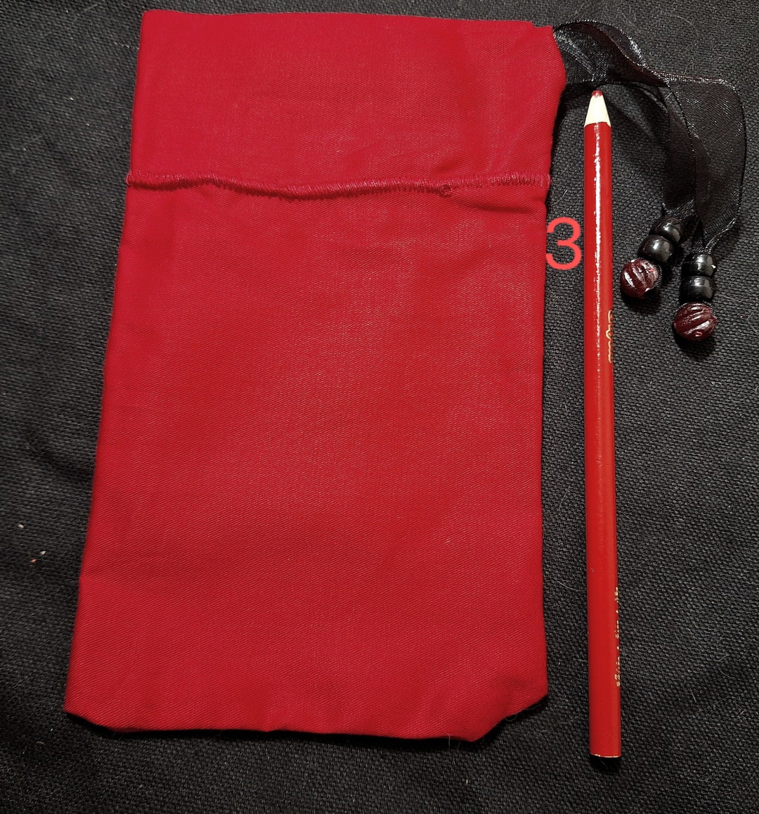 Plain Cherry Red Tarot Bag W/sheer Ribbon & Beads - Etsy