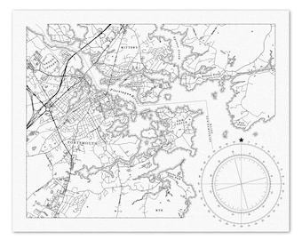Mouth of The Piscataqua - 11 x 14 or 16 x 20 - Unframed Map Print of Kittery, Portsmouth, and New Castle