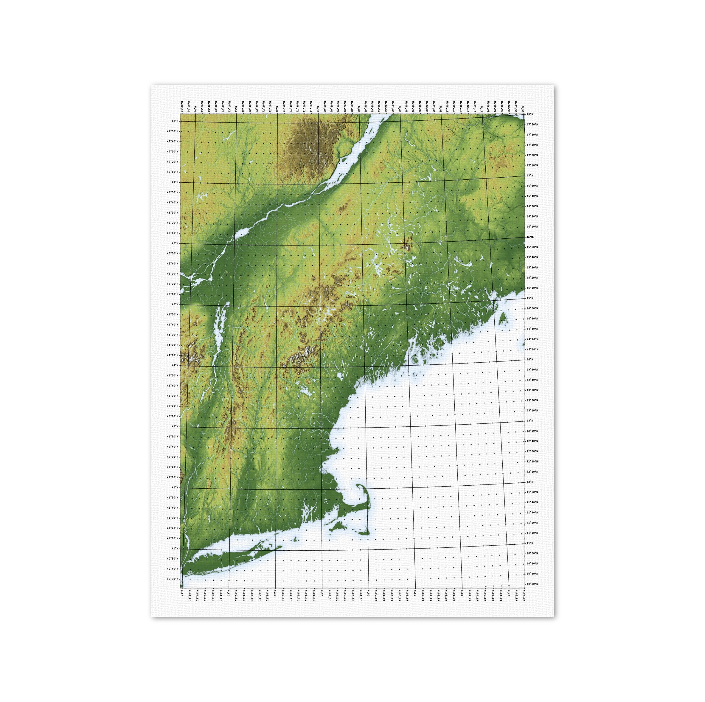 new england map natural or major cities with latitude and etsy hong kong