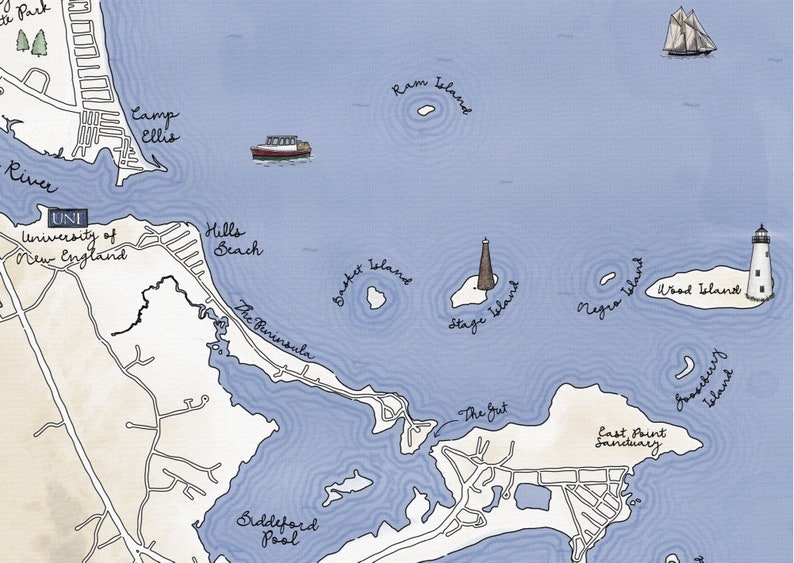 Maine Spotlight Map Series Biddeford Pool/hills Beach/ferry Beach/camp