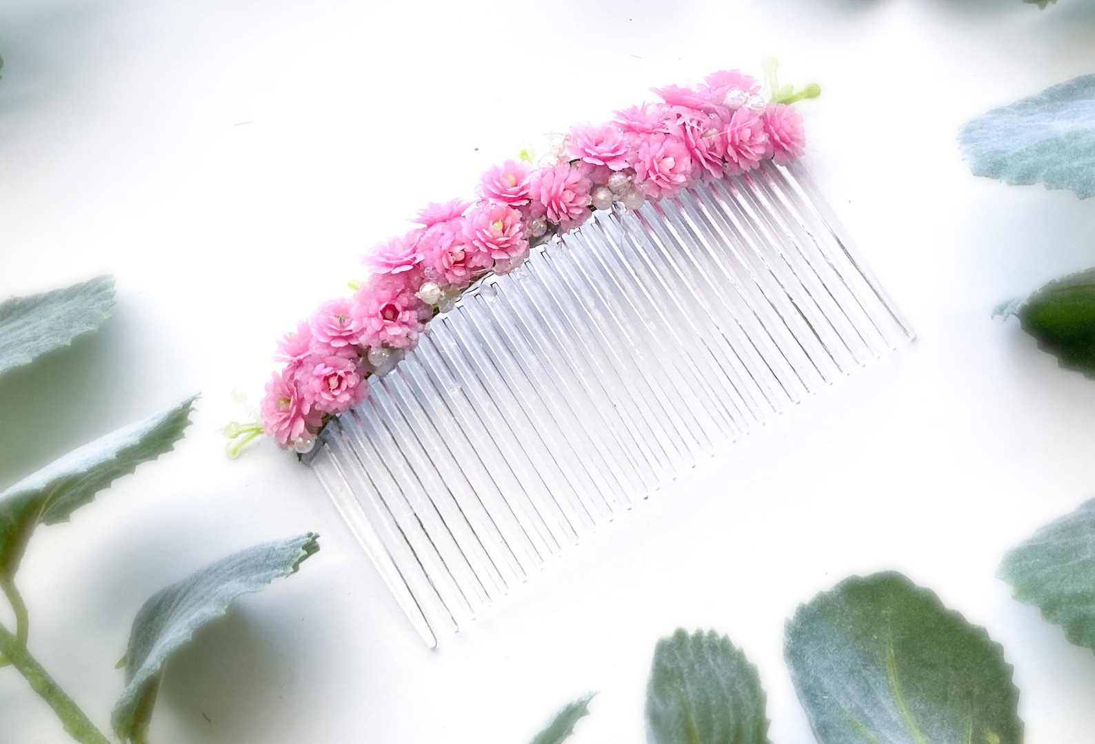 Pink Floral Hair Comb / Floral Decorative Hair Clip / Etsy