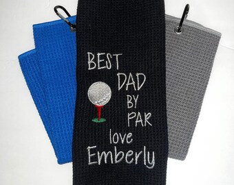 Personalized Embroidered Golf Towel, Waffle Microfiber with Clip
