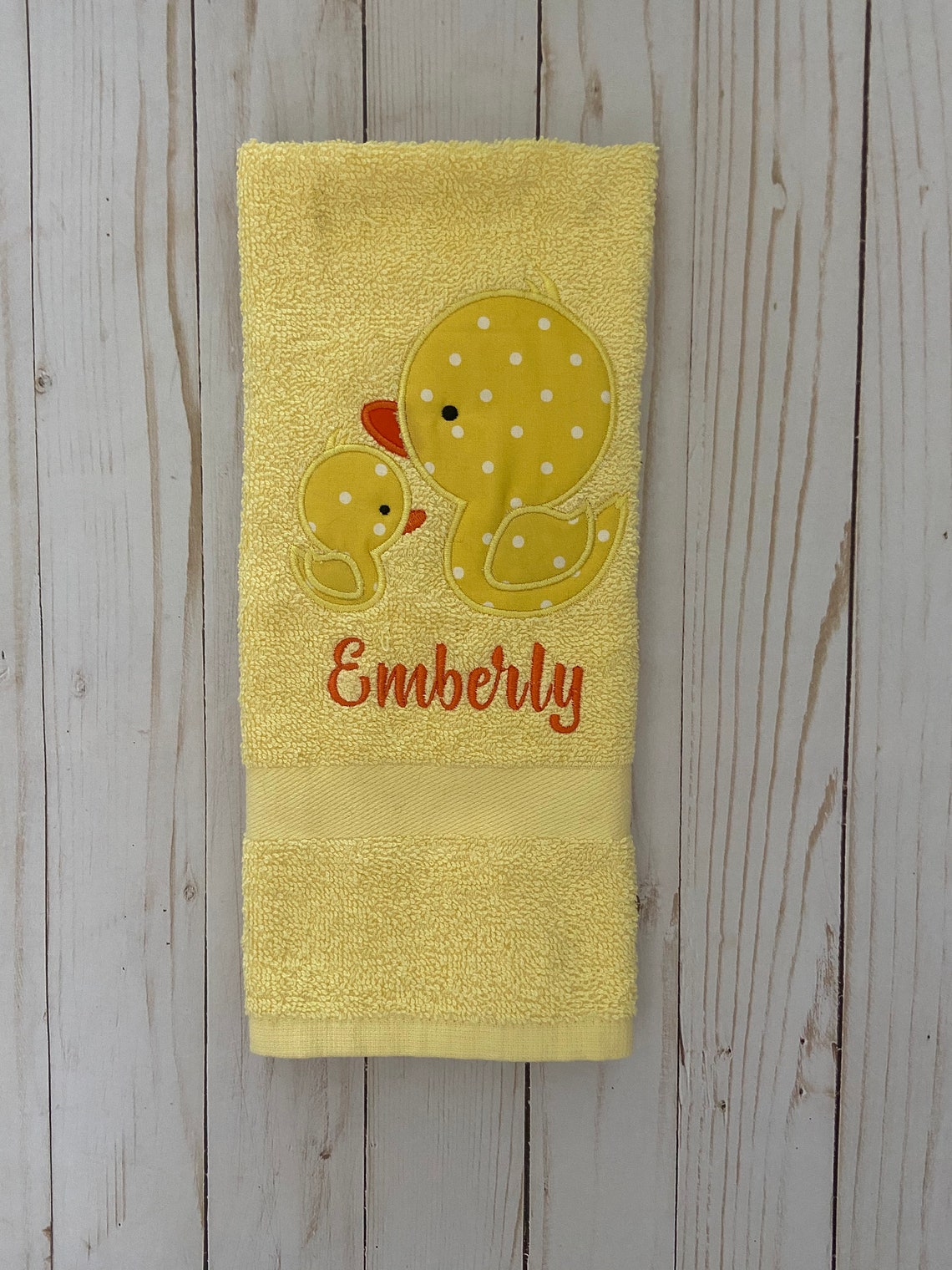 Little Ducks Set Bath Towel & Hand Towel With Appliqué Etsy