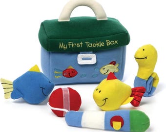 Personalized Plush Fishing Tackle Box Playset, Baby Sensory Toy
