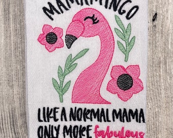 Embroidered Flamingo Kitchen Towel, Mamamingo Design