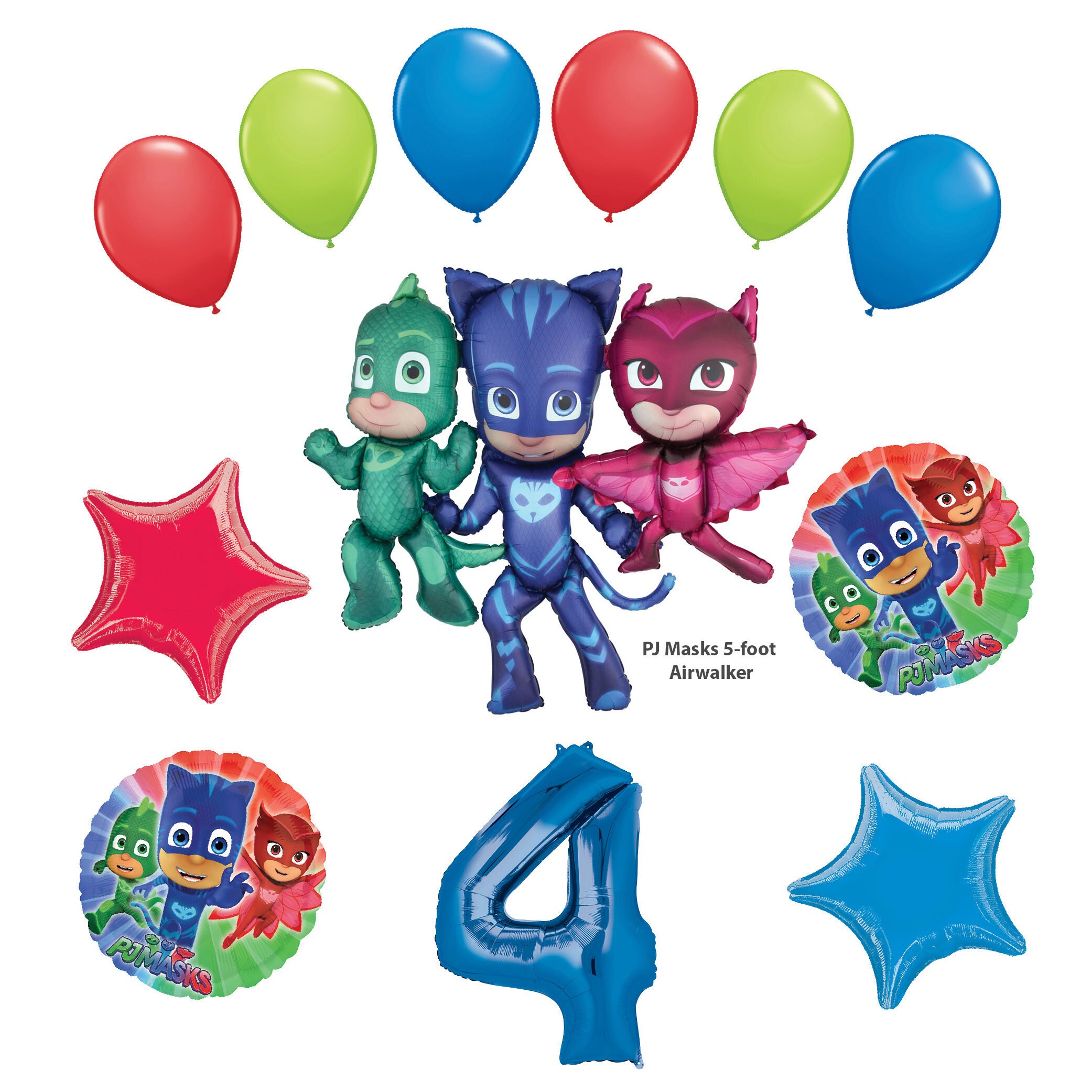 PJ MASKS Airwalker 4th Birthday AGE Number 4 Four Fourth Etsy