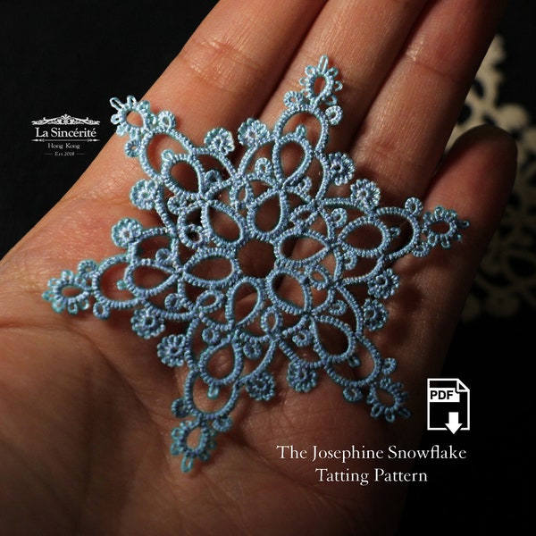 Original Tatting Snowflake Pattern, Shuttle tatting tutorial, Tatting PDF pattern, Tatted Snowflake Pattern, Shuttle tatting coaster