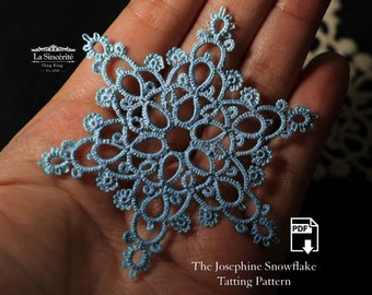 Original Tatting Snowflake Pattern, Shuttle tatting tutorial, Tatting PDF pattern, Tatted Snowflake Pattern, Shuttle tatting coaster