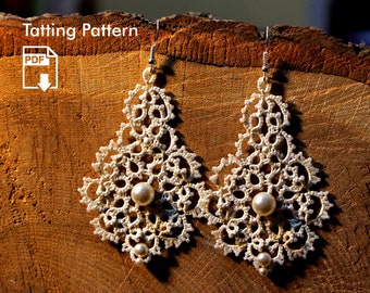 Original Tatting Pattern, Shuttle tatting pattern, Tatting PDF pattern, Tatted Earring Pattern, Tatting Jewelry Pattern, frivolite