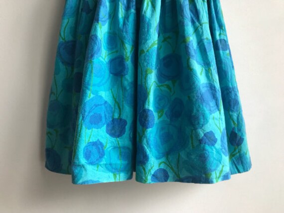 Vintage 1950s Childrens Dress // Blue Floral 50s … - image 8