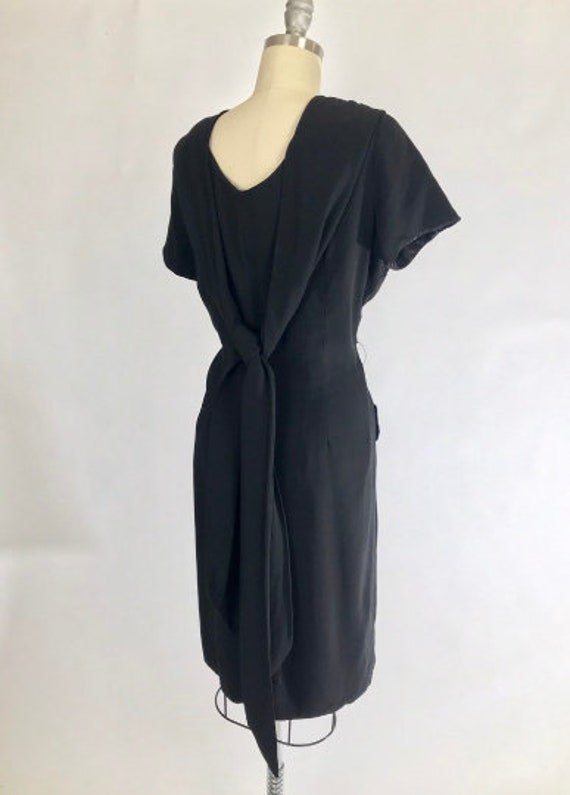 Vintage 1950s Dress // 50s Black Rayon Crepe Dres… - image 6