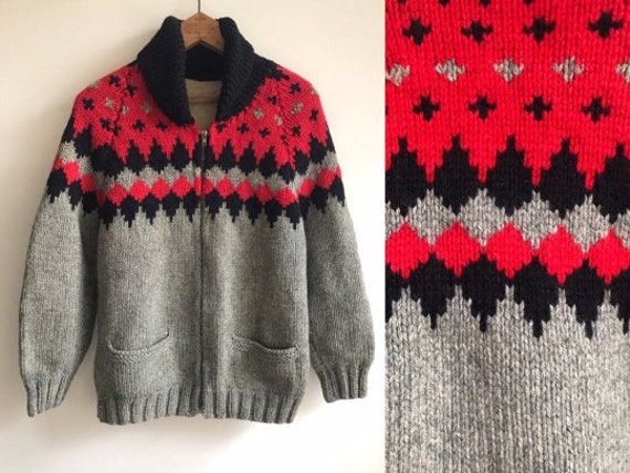 Vintage 1950s Cowichan Sweater // 50s Poker Sweat… - image 1