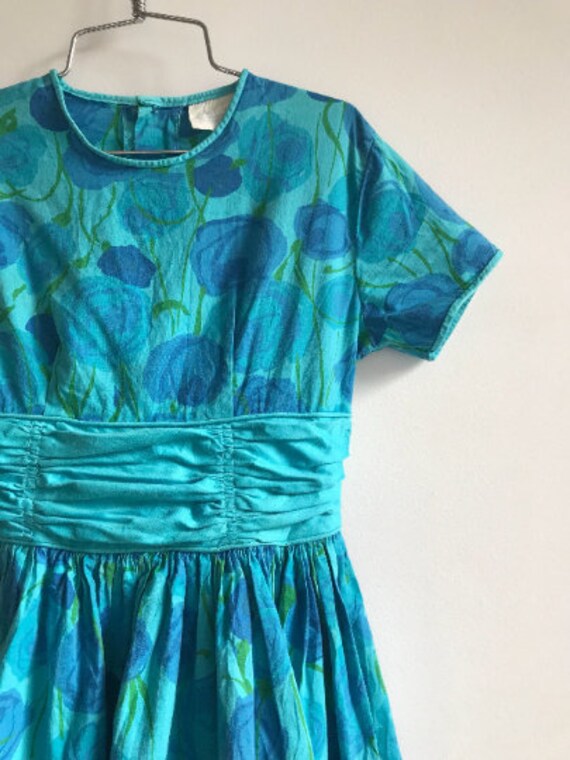 Vintage 1950s Childrens Dress // Blue Floral 50s … - image 3