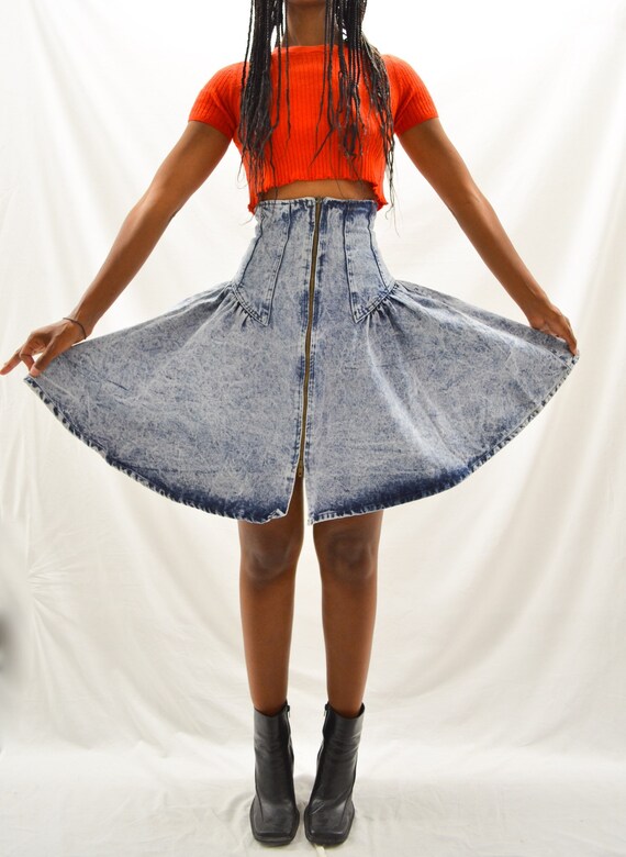 Vintage high-waisted Denim Cowgirl Skirt