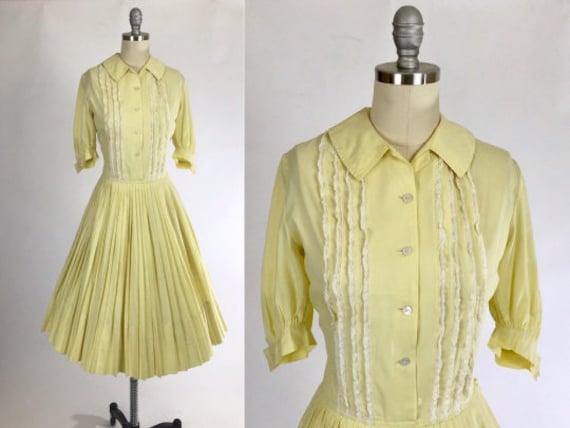 Vintage 1950s Shirtwaist Dress // 50s Cotton Day D