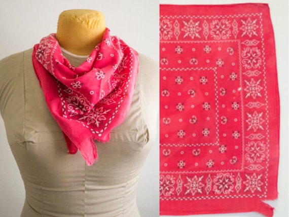 1950s Red Fast Color Bandana // 100% Cotton // 50s