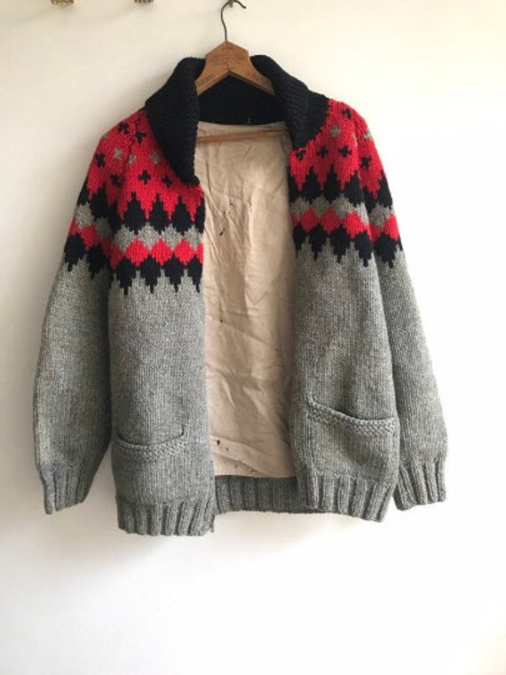 Vintage 1950s Cowichan Sweater // 50s Poker Sweat… - image 4