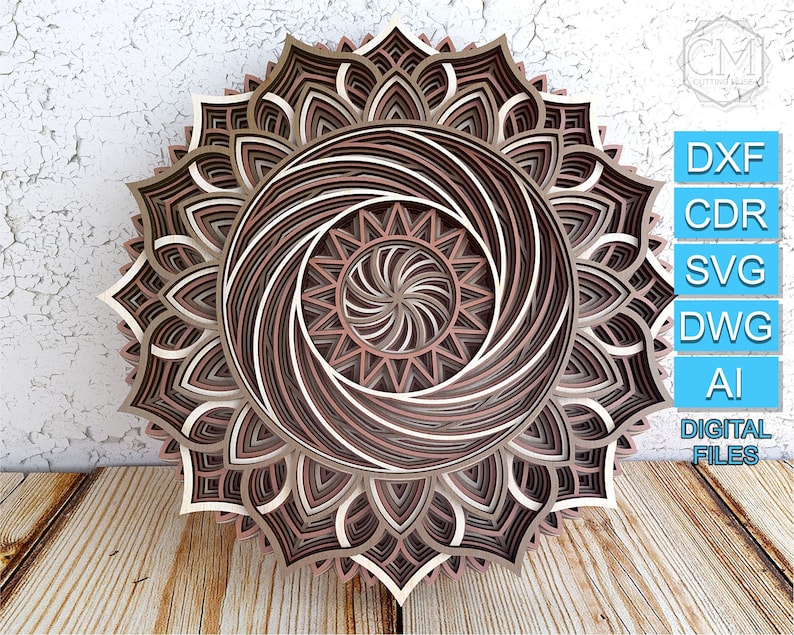 Download Layered Mandala SVG Laser Cut Multilayer Mandala DXF ...