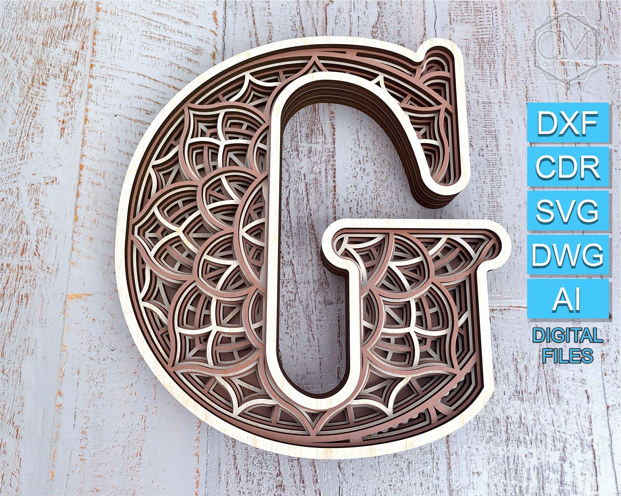 Download Layered Letter G Layered Letters Svg Multilayer Letters Dxf Etsy