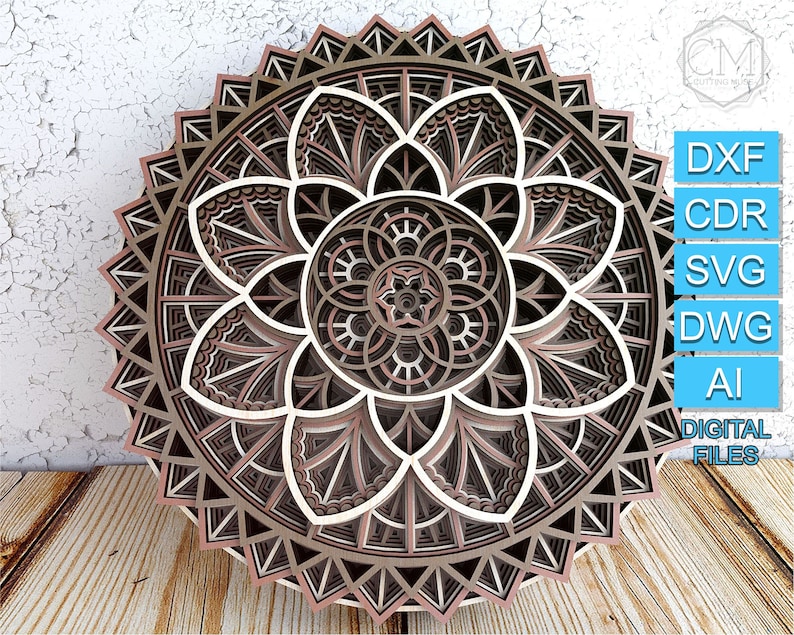 Multi-layer Mandala SVG for Cricut Laser Cut Flower Mandala Layered Laser Cut Mandala Blossom Mandala SVG Multi-layer Mandala DXF M021