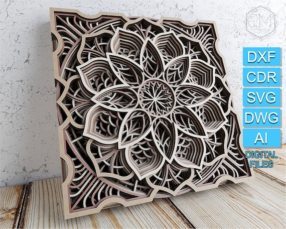 Download Mandala Dxf Laser Cut Multilayer Mandala Design Layered Laser Etsy