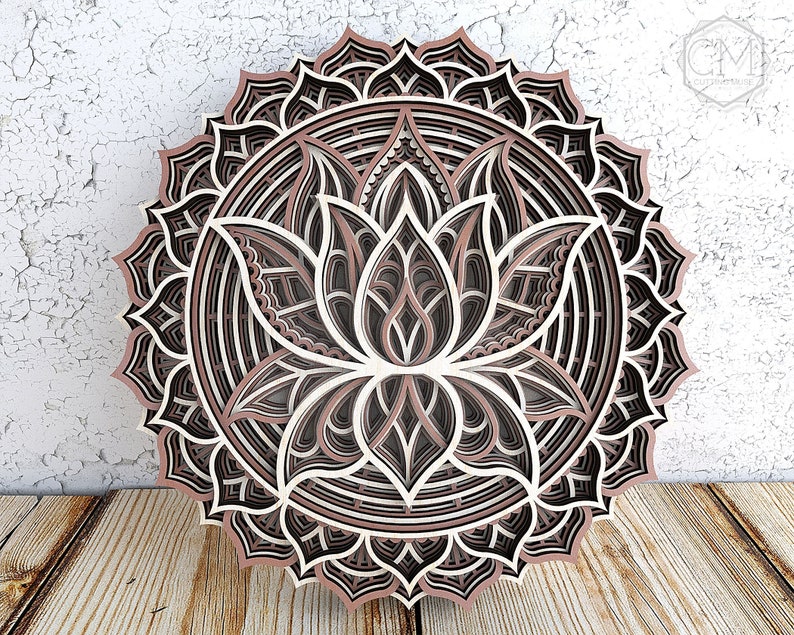 Download Lotus Flower Mandala DXF Laser Cut Lotus Dxf Layered Laser ...