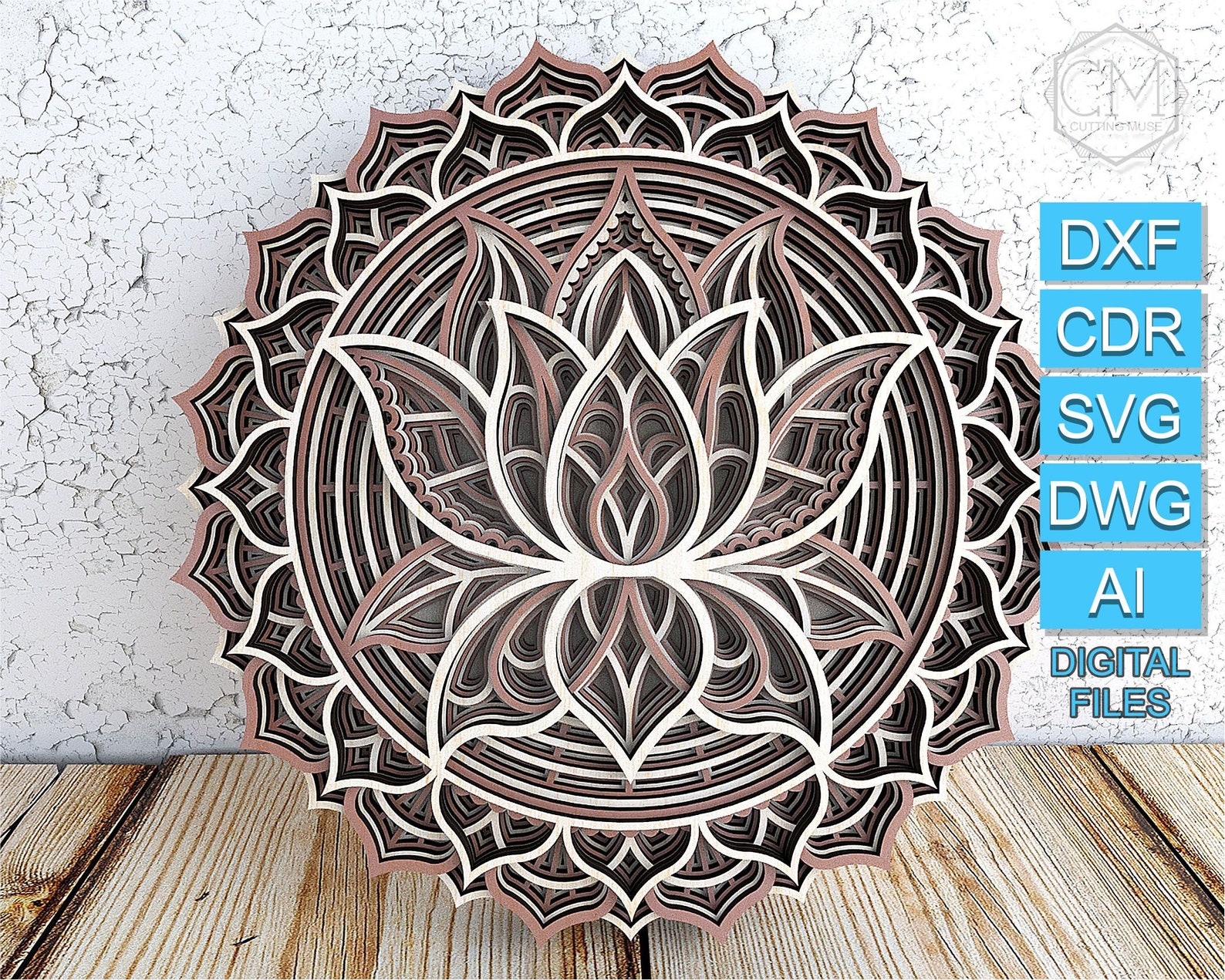 Lotus Flower Mandala DXF Laser Cut Lotus Dxf Layered Laser Etsy Australia