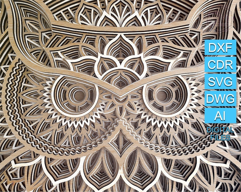 Download Layered Owl Mandala Svg - Layered SVG Cut File