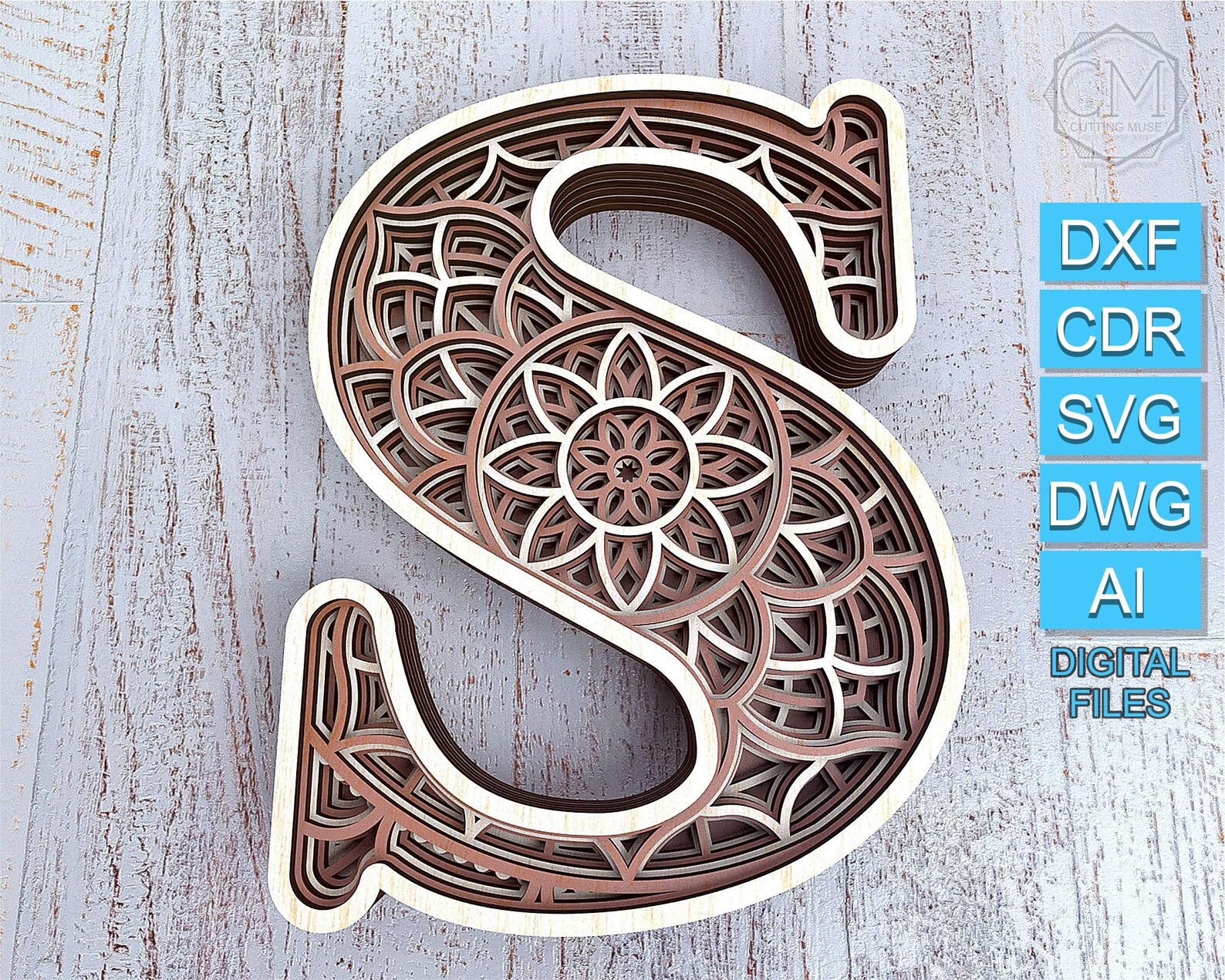 Layered Letter S Layered Letters SVG Multilayer Letters DXF | Etsy