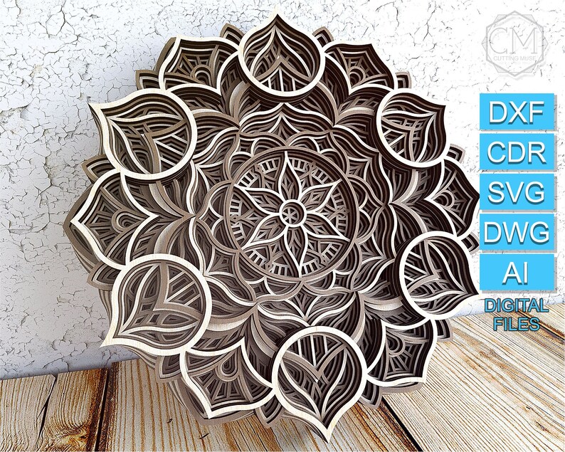 Download Layered Mandala SVG Laser Cut Multilayer Mandala DXF ...