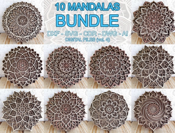 Download Layered Mandalas Bundle Mandala Dxf Bundle Layered Mandala Etsy