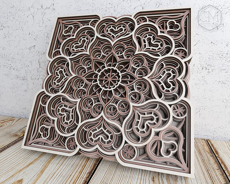 Laser Cut Heart Mandala DXF Laser Cut Mandala Design ...