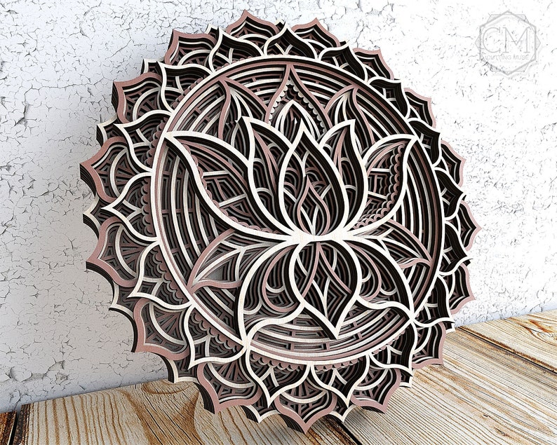 Download Layered 3D Lotus Mandala Svg Design - Layered SVG Cut File ...
