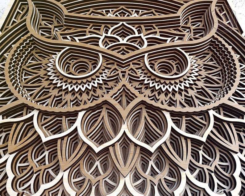 Download Owl Mandala DXF Laser Cut Owl Mandala Design Layered Owl ...