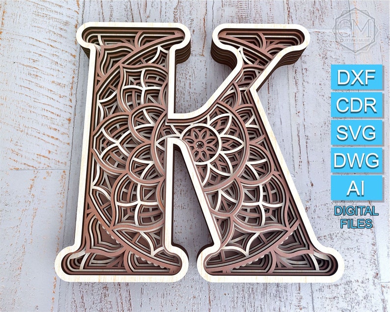 Download Layered Letter K Layered Letters SVG Multilayer Letters ...