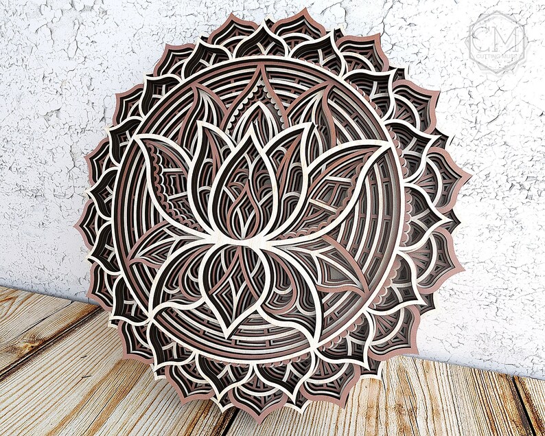 Download Layered 3D Lotus Mandala Svg Design - Layered SVG Cut File ...