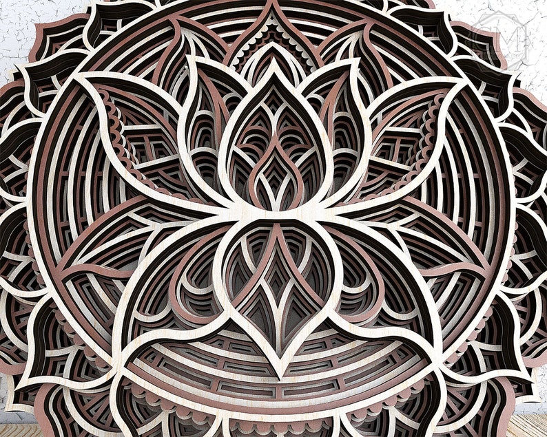 Download Layered 3D Lotus Mandala Svg Design - Layered SVG Cut File ...