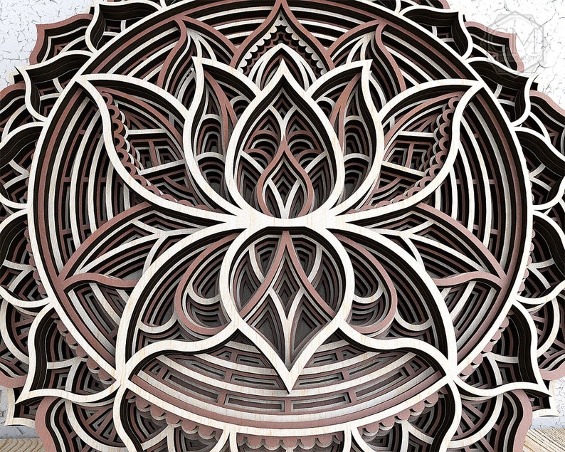 Download Lotus Flower Mandala DXF Laser Cut Lotus Dxf Layered Laser ...