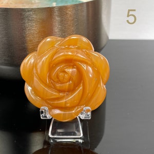 Orange Aventurine Rose Flower Carving 2 inches