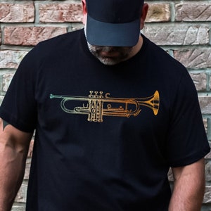 Trumpet T-Shirt Retro 70s Colors Cool Vintage Trumpet Unisex Tee Musician Gift Brass Player Graphic Tee Gift for Music Lovers